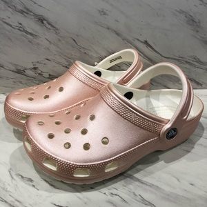 gold metallic crocs